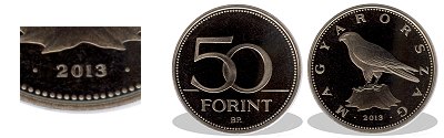 2013-as 50 forint proof tükörveret