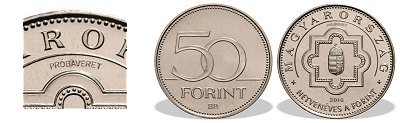 2016-ös 50 forint 70 éves a Forint Próbaveret