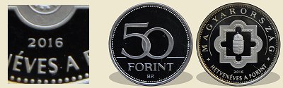 2016-ös 50 forint 70 éves a Forint PROOF