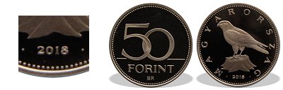 2018-as 50 forint proof tükörveret