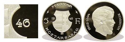1946-os 5 forint Mester Darab része ezüstből