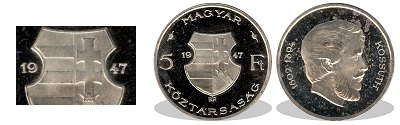 1947-es 5 forint tükörveret