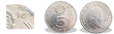 1976-os 5 forint alumínium 1 ft-os lakán