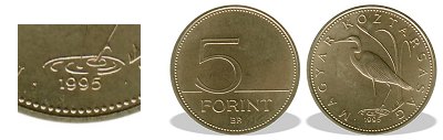 1995-s 5 forint BU fnyestett