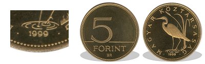1999-es 5 forint proof tükörveret