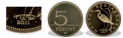 2011-es 5 forint proof tükörveret
