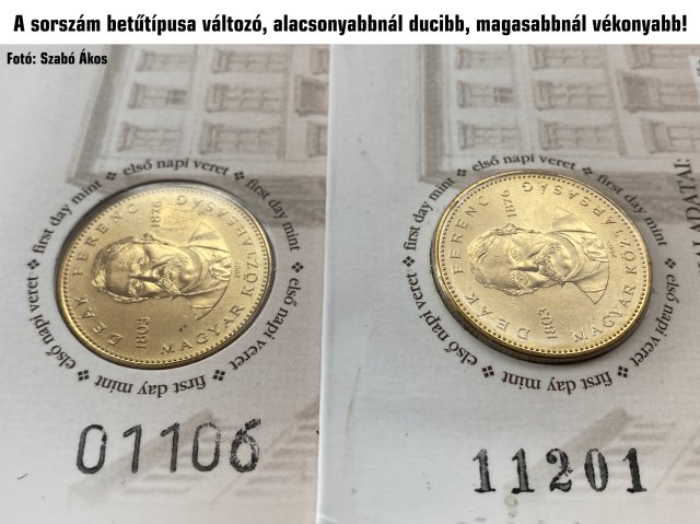 2003. vi els napi veret, bliszter Dek Ferenc szletsnek 200. vfordulja alkalmbl ms sorszm bettpus