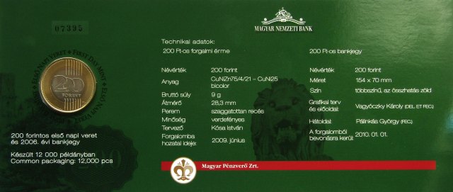 2009. vi els napi veret, bliszter Magyarorszg j 200 forintos rmje