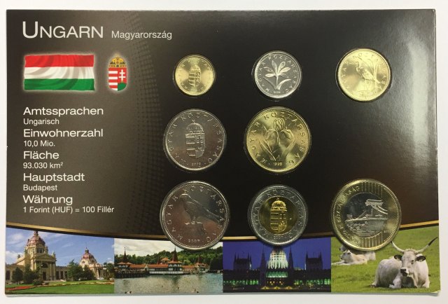 Ungarn Magyarorszg forint rmesor 1, 2, 5, 10, 20 , 50, 100 s 200 forintos vegyes vjrat rmkkel
