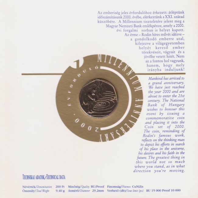 2000. vi extra verdefnyes BU (Brilliant Uncirculated) forgalmi sor