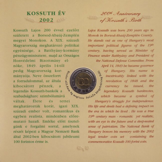 2002. vi extra verdefnyes BU (Brilliant Uncirculated) forgalmi sor