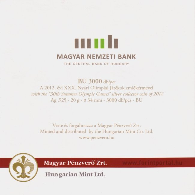2012. vi extra verdefnyes BU (Brilliant Uncirculated) forgalmi sor