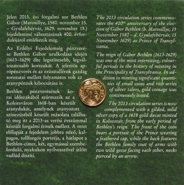 2013. vi extra verdefnyes BU (Brilliant Uncirculated) forgalmi sor