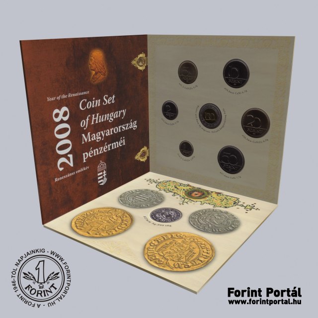 2008. évi dísztokos BU forint forgalmi sor Hunyadi Mátyás Reneszánsz emlékév
