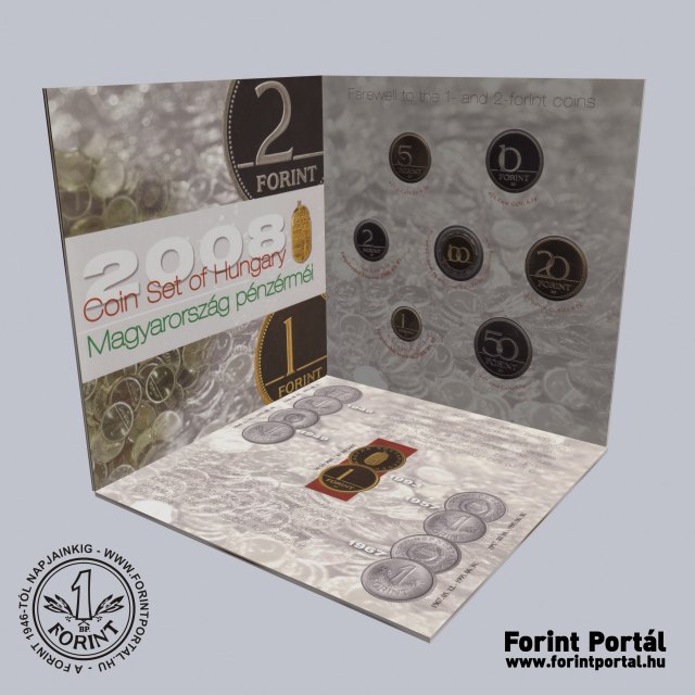 2008. vi dsztokos PROOF forint forgalmi sor Utols 1 s 2 forintos