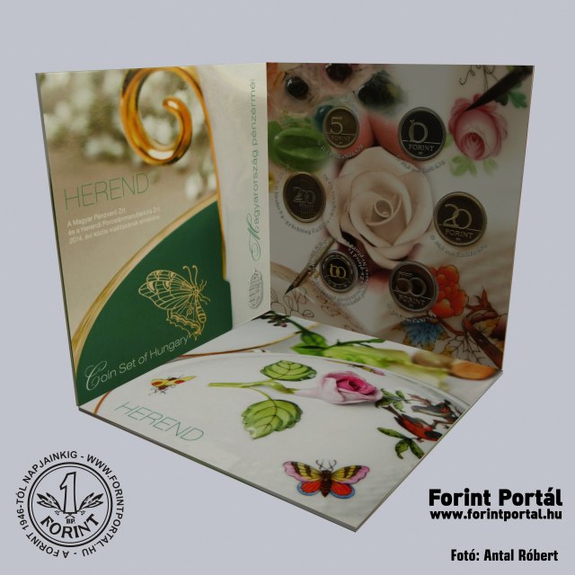 2014. vi dsztokos PROOF forint forgalmi sor Herendi porcelnmanufaktra