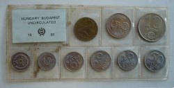 1980. évi forgalmi sor Dupla 20 filléres hiányzó 1 forintos