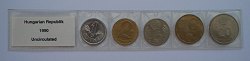 1990. évi forgalmi sor - Magyar Népköztársaság címeres, de Magyar Köztásaság köriratos forint sor