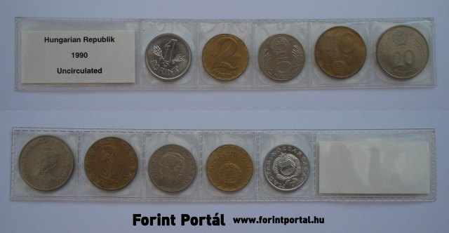 1990. vi forgalmi sor - Magyar Npkztrsasg cmeres, de Magyar Kztsasg kriratos forint sor