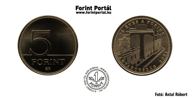 2021-es 5 forint 75 ves a forint T bet - (2021 5 forint)