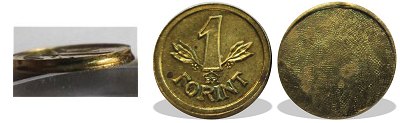 Mini érme sárgaréz félrevert