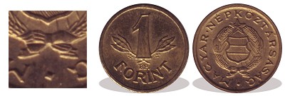 Miniatűr kétoldlaas sárgaréz 1 forintos
