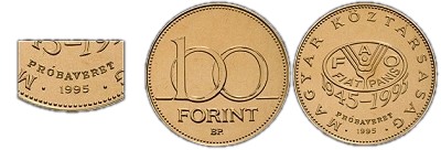 1995-s 100 forint FAO Prbaveret BU