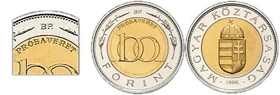 1996-os 100 forint prbaveret BU