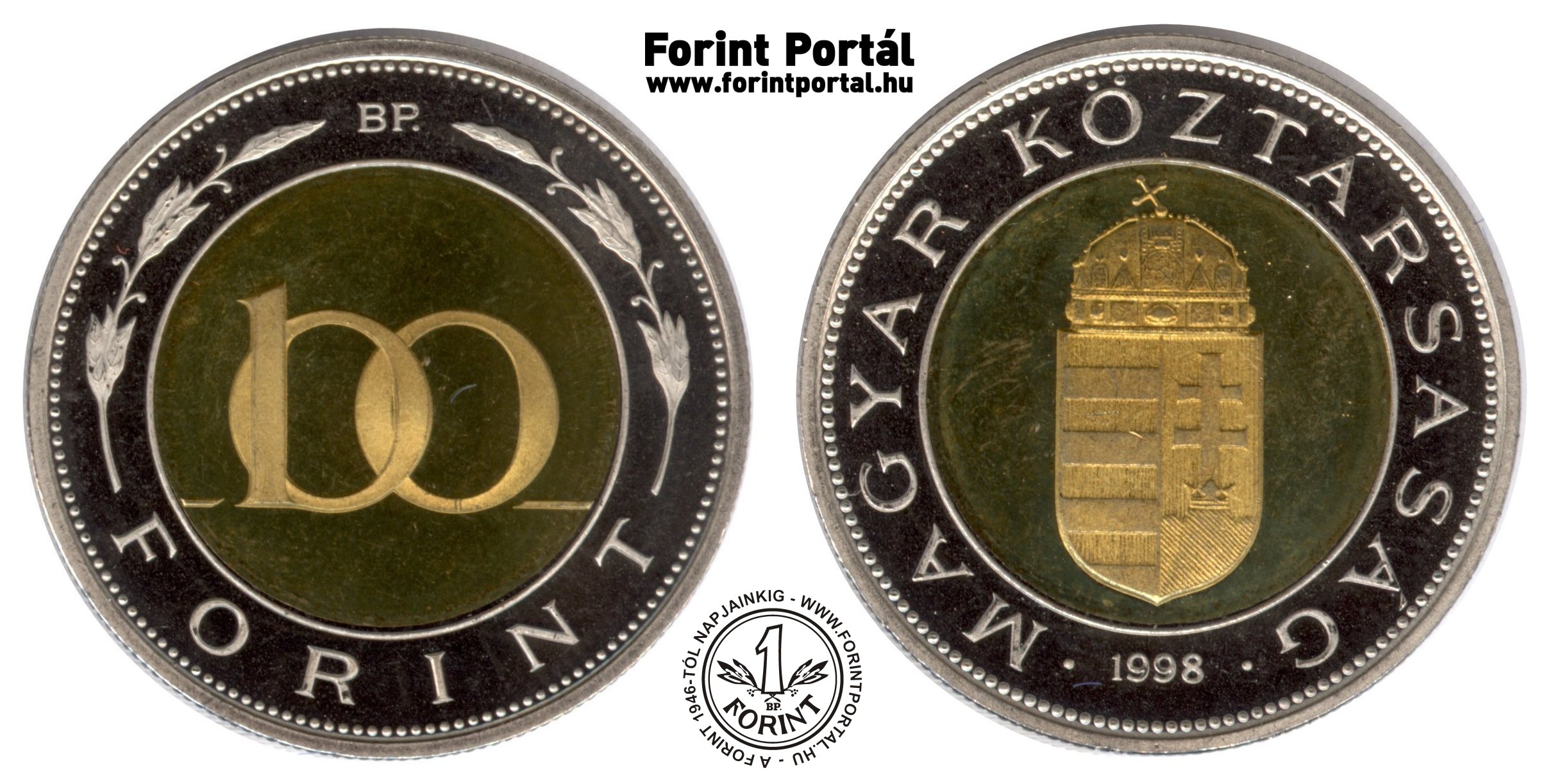 1998-as 100 forint (Bi-metál) - Forint Portál Numizmatika - A Forint