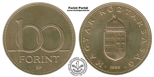 1998-as 100 forintos BU fnyestett