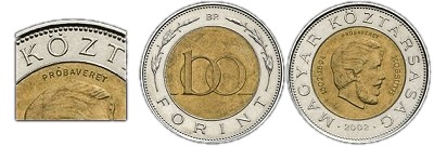 2002-os 100 forint Kossuth prbaveret BU