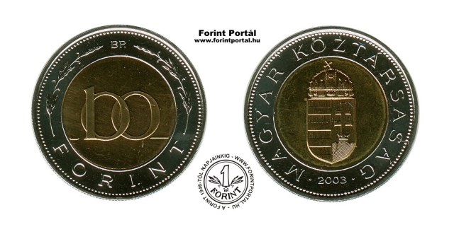 2003-as 100 forintos  BU fnyestett