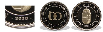 2020-as 100 forint proof tkrveret