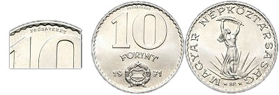 1971-es 10 forint prbaveret