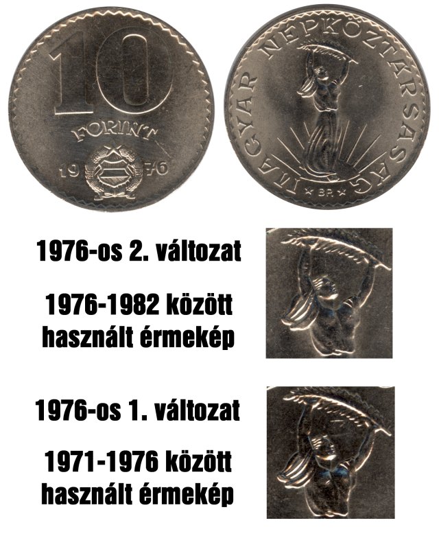 1976-os 10 forintos ruha redzet vltozat