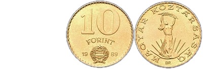 1989-es 10 forint Magyar Npkztrsasg cmer Magyar Kztrsasg krirat