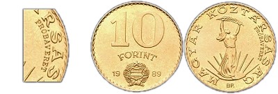 1989-es 10 forint Magyar Npkztrsasg cmer Magyar Kztrsasg krirat prbaveret