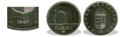 1997-es 10 forint BU fényesített