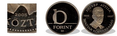 2005-ös 10 forint József Attila PP