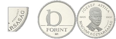 2005-ös 10 forint József Attila Próbaveret PP