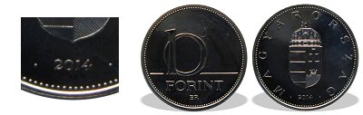 2014-es 10 forint BU fnyestett