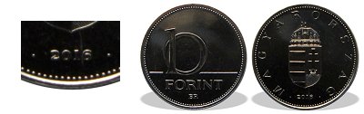 2016-os 10 forint BU fnyestett