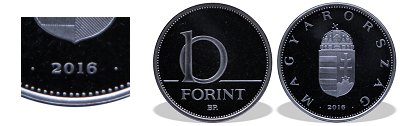 2016-os 10 forint proof tkrveret