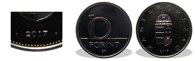 2017-os 10 forint BU fnyestett