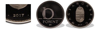 2017-es 10 forint proof tkrveret