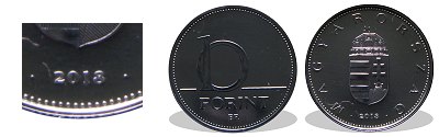 2018-as 10 forint BU fnyestett