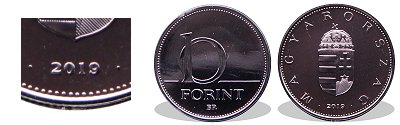 2019-es 10 forint BU fnyestett