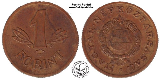 1967-es réz 1 forintos
