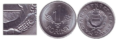 1978-as 1 forint A csillag sugarai nem rintik a bzakalszt.