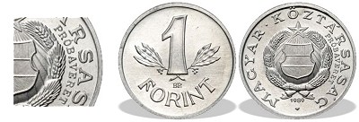 1989-es 1 forint Magyar Npkztrsasg cmer Magyar Kztrsasg krirat prbaveret